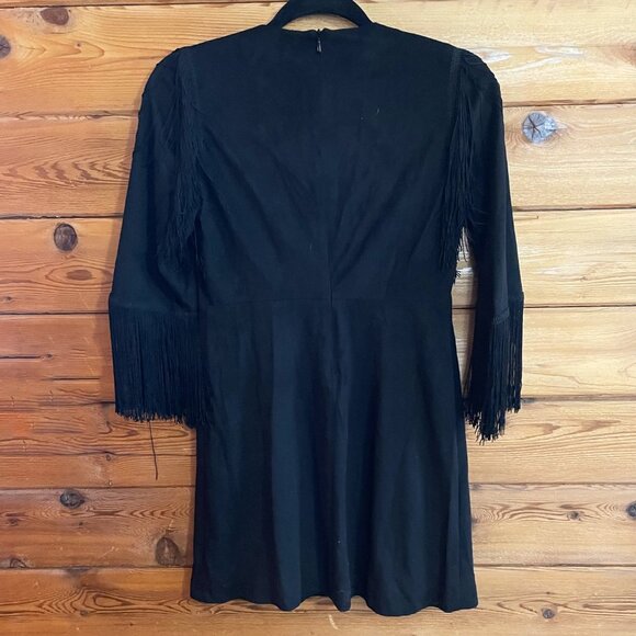 ZARA Black Fringe MINI Dress Small - Picture 2 of 6